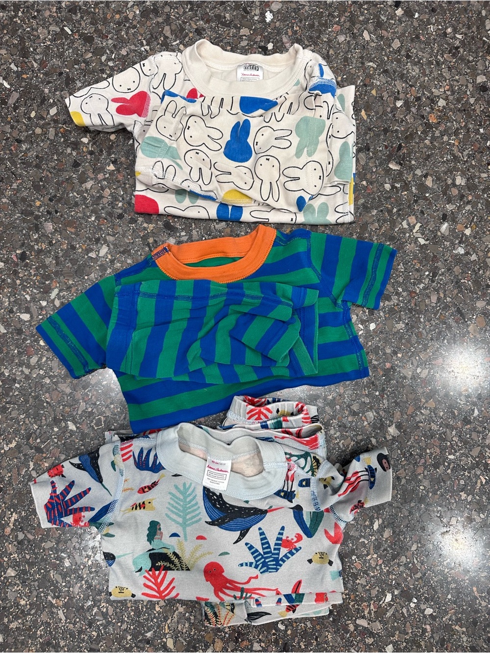 Hanna Andersson Toddler Pajamas - Bunny Print, Blue/Green Stripe, Ocean Print